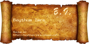 Beythum Imre névjegykártya